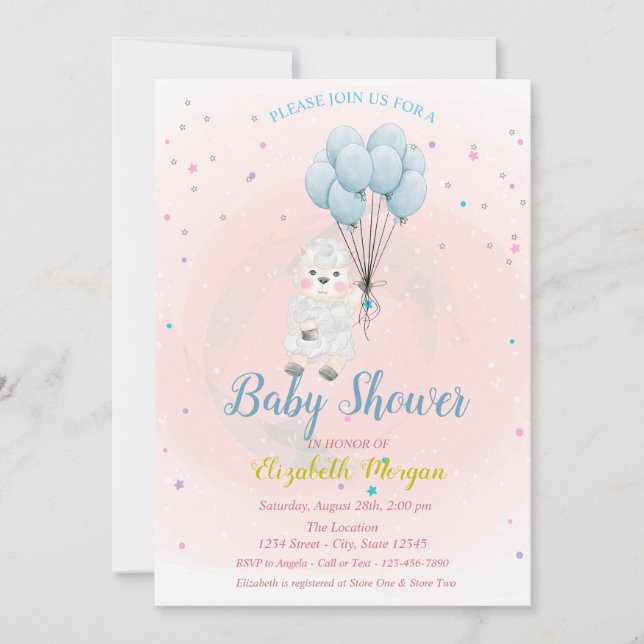 Invitation pour Baby Shower Petits Agneaux Moutons (Devant)