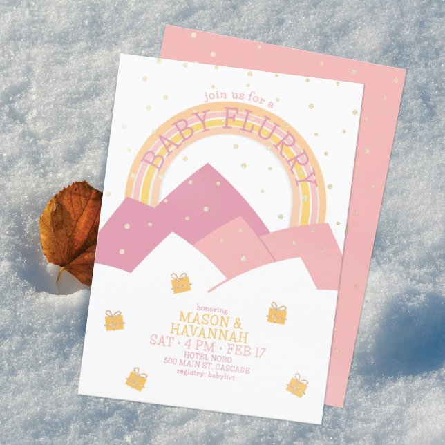 Invitation pour Baby Shower Pink Mountain Snow Flu (Créateur téléchargé)
