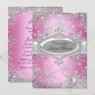 Invitation pour Baby Shower Pink Princess Winter W