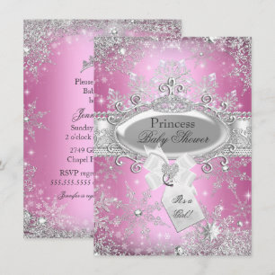 Invitation pour Baby Shower Pink Princess Winter W