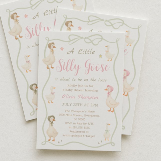 Invitation pour Baby Shower Pink Silly Goose (Créateur téléchargé)
