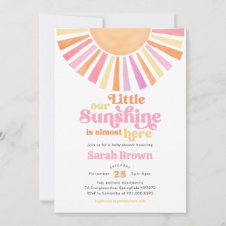 Invitation pour Baby Shower Pink Sunshine