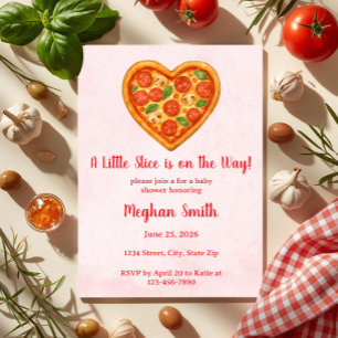 Invitation pour Baby Shower Pizza en forme de cœur