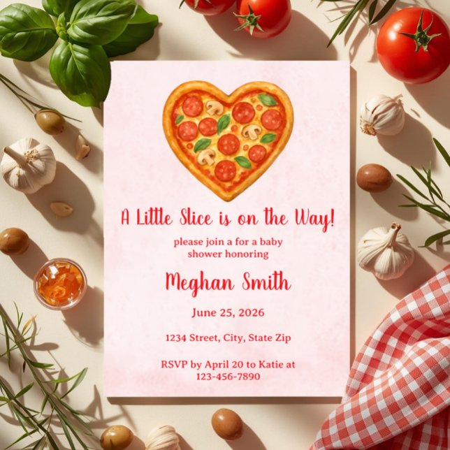 Invitation pour Baby Shower Pizza en forme de cœur (Créateur téléchargé)