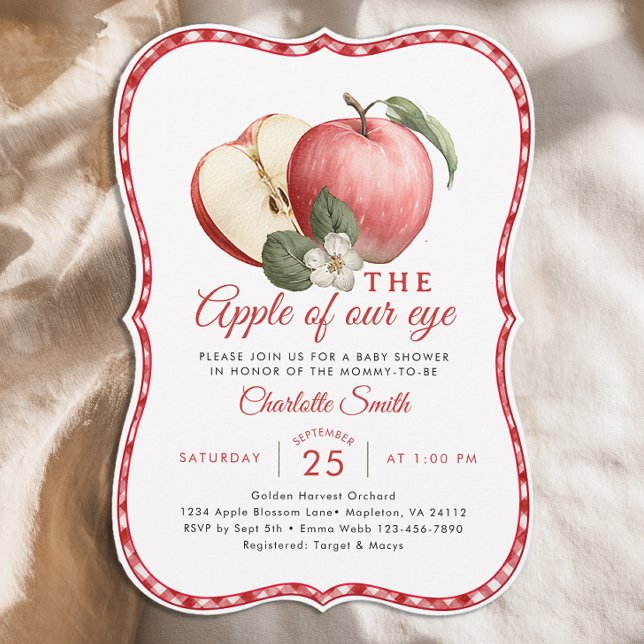Invitation pour Baby Shower « Pomme de Nos Yeux » (Apple of our eye Invite)