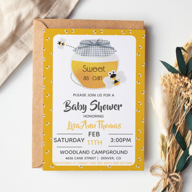 Invitation pour Baby Shower Pot de Miel & Abeille (Créateur téléchargé)
