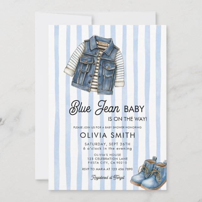 Invitation pour Baby Shower pour bébé garçon en je (Devant)