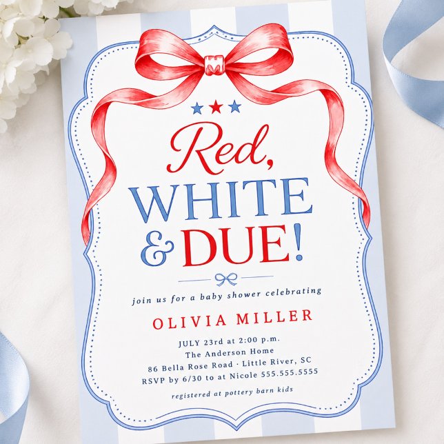 Invitation pour Baby Shower Red White & Due (Créateur téléchargé)
