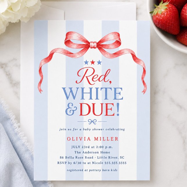 Invitation pour Baby Shower Red White & Due (Créateur téléchargé)