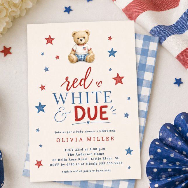Invitation pour Baby Shower Red White & Due (Créateur téléchargé)