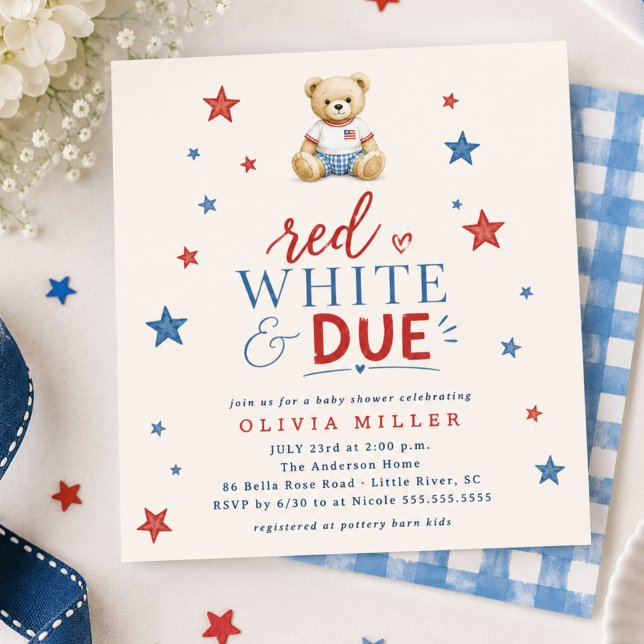 Invitation pour Baby Shower Red White & Due (Créateur téléchargé)