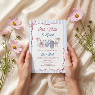 Invitation pour Baby Shower Red White & Due
