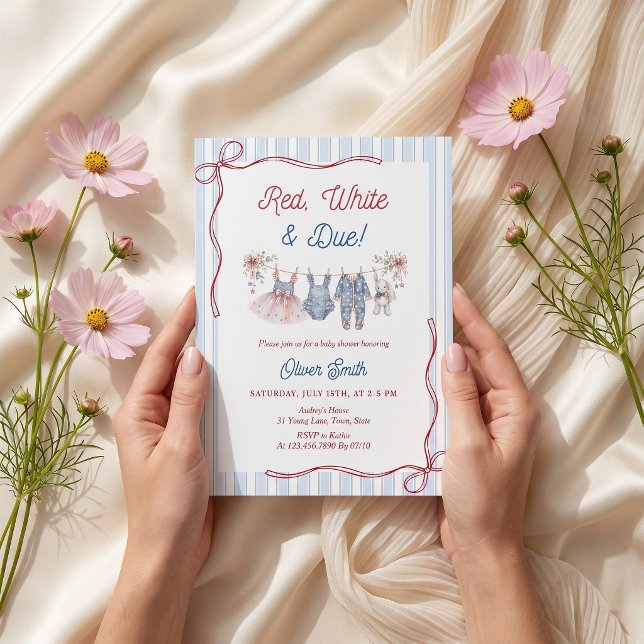 Invitation pour Baby Shower Red White & Due (Créateur téléchargé)
