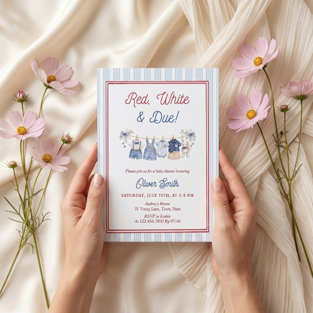 Invitation pour Baby Shower Red White & Due (Créateur téléchargé)
