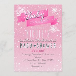 Invitation pour Baby Shower rose BÉBÉ IL FAIT FROI