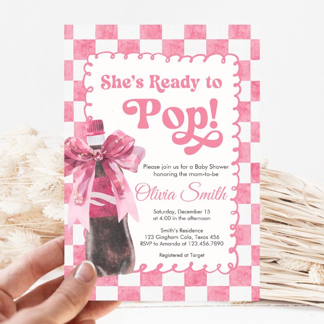 Invitation pour Baby Shower Rose Elle est prête à  (She's Ready To Pop Baby Shower invitation)