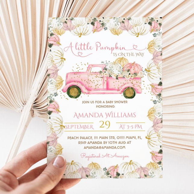 Invitation pour Baby Shower Rose Petite Citrouille (Créateur téléchargé)