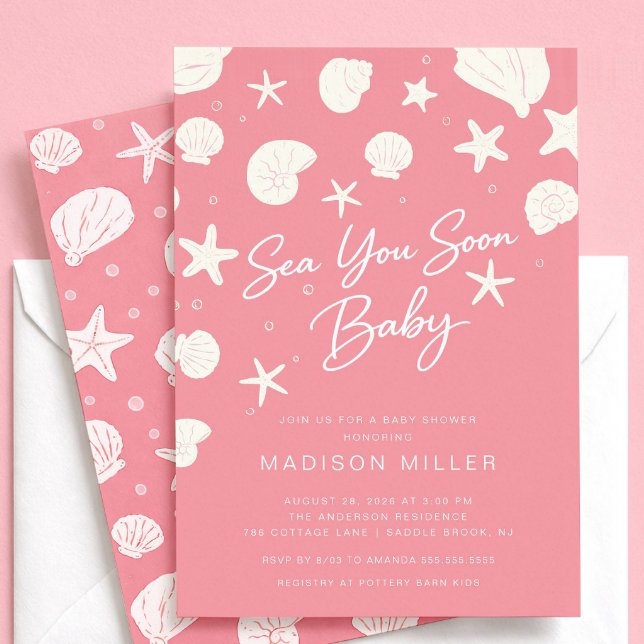 Invitation pour Baby Shower Rose Sea You Soon (Créateur téléchargé)