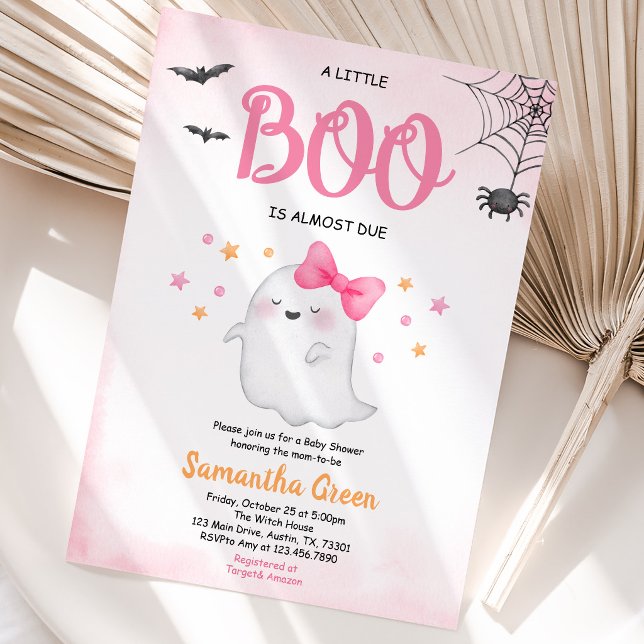 Invitation pour Baby Shower "Rose Un Petit Boo" (Créateur téléchargé)