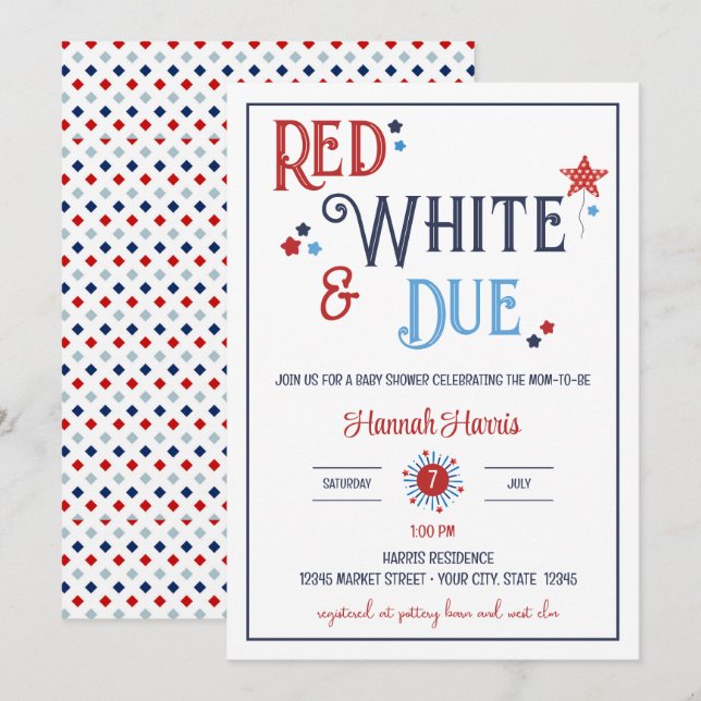 Invitation pour Baby Shower Rouge Blanc et À Venir (Devant / Derrière)