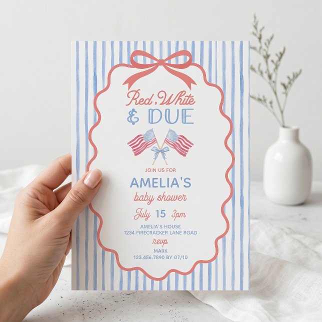 Invitation pour Baby Shower Rouge Blanc et Bébé à  (Créateur téléchargé)