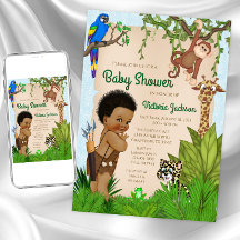 Invitation pour Baby Shower Safari Fille aux Cheve