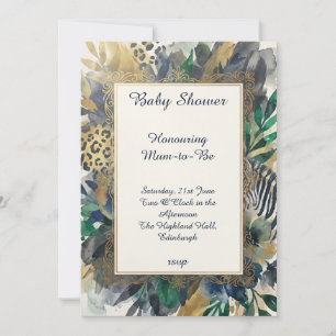 Invitation pour Baby Shower Safari Jungle Sombre