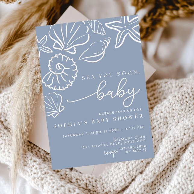 Invitation pour Baby Shower Sea you Soon, Thème Co (Créateur téléchargé)