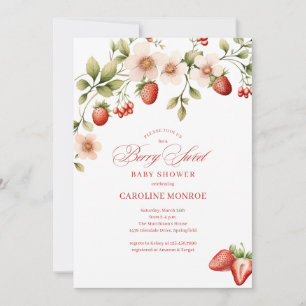 Invitation pour Baby Shower Strawberry Berry Sweet