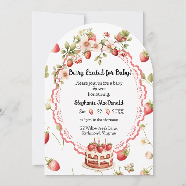 Invitation pour Baby Shower Strawberry Shortcake (Devant)