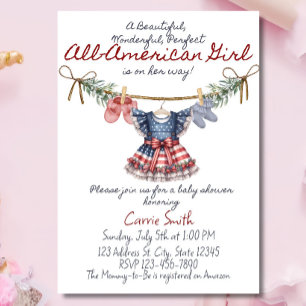 Invitation pour Baby Shower sur le thème All Ameri