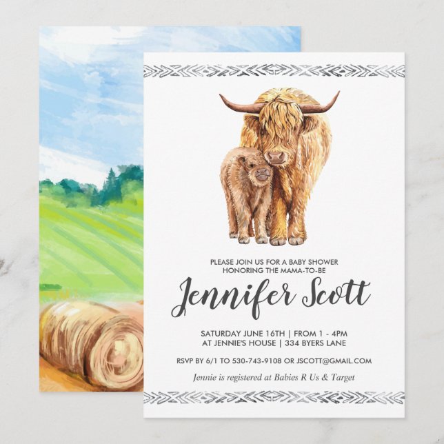 Invitation pour Baby Shower sur le thème de l'amou (Devant / Derrière)