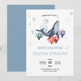 Invitation pour Baby Shower sur le thème de l'océa