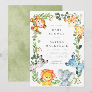 Invitation pour Baby Shower sur le thème des Anima