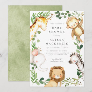 Invitation pour Baby Shower sur le thème des Anima