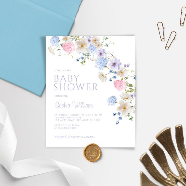 Invitation pour Baby Shower sur le thème des Fleur (Créateur téléchargé)
