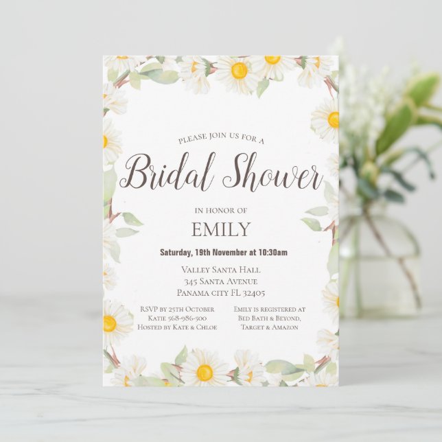 Invitation pour Baby Shower sur le thème des margu (Debout devant)