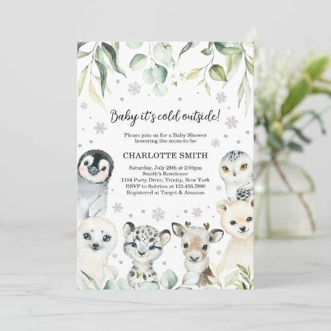 Invitation pour Baby Shower sur les Animaux de l'A (Debout devant)