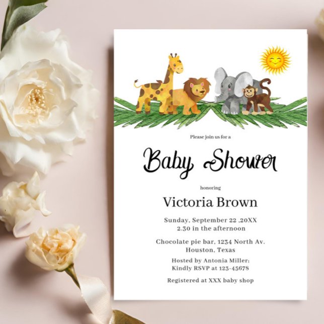 Invitation pour Baby Shower sur les Animaux de la  (Créateur téléchargé)