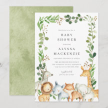 Invitation pour Baby Shower sur les Animaux de Saf