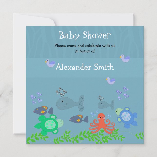 Invitation pour Baby Shower sur les Créatures de l (Devant)
