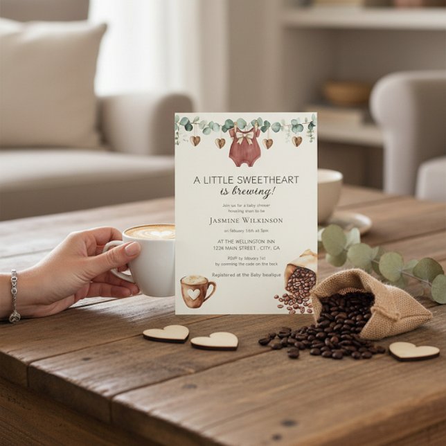 Invitation pour Baby Shower "Sweetheart Coffee Bre (Créateur téléchargé)