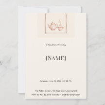 Invitation pour Baby Shower Tea Party, Modifiable
