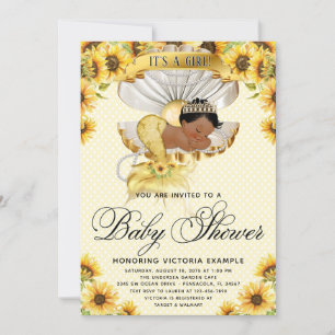 Invitation pour Baby Shower Thème Sirène Africaine