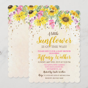 Invitation pour Baby Shower Tournesol