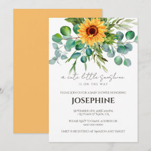 Invitation pour Baby Shower Tournesol Soleil d'Aut