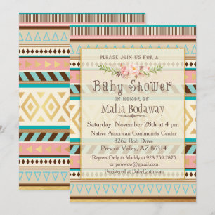 Invitation pour Baby Shower Tribal Boho