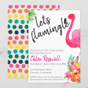 Invitation pour Baby Shower Tropical Flamingle