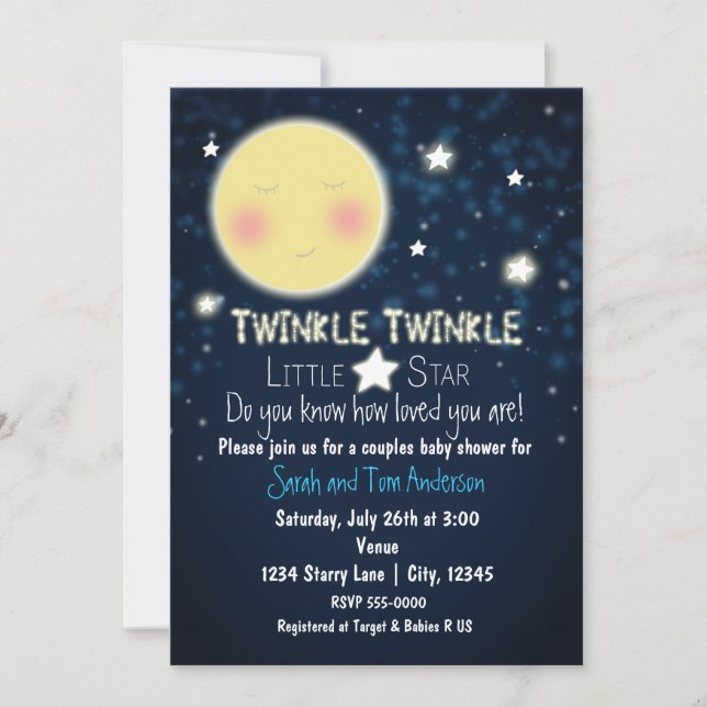 Invitation pour Baby Shower TWINKLE Little Star Sp (Devant)