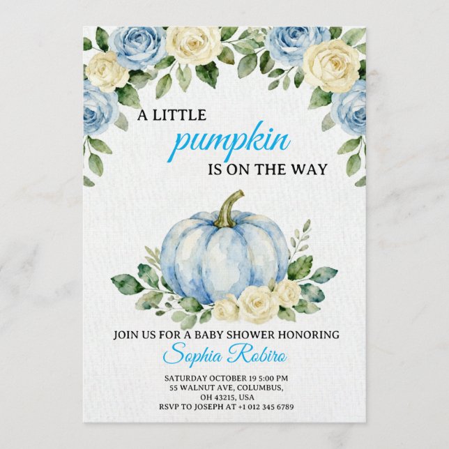 Invitation pour Baby Shower « Une petite citrouill (Devant)